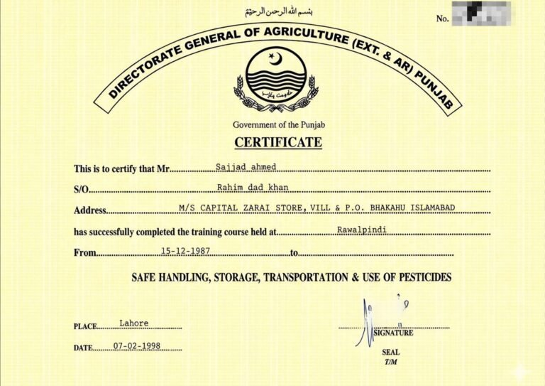 Agrofexa Certificate